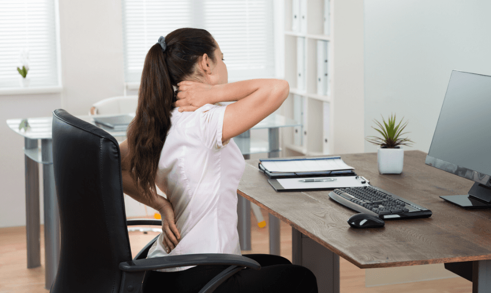 A chiropractor advises against slouching for a long time.