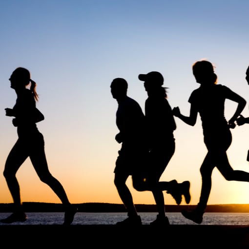 group-jogging-local-chiropractic-care.jpg Group jogging together at sunset, staying active with local chiropractic care